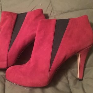 Booties Saks Fifth Avenue Red Suede